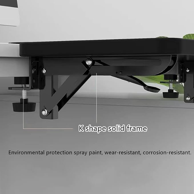 Desk Extender 21.65"x9.45" Arm Support Collapsible Ergonomics Computer Table Extension Keyboard Tray for Square Tabletop - Carbon Fiber