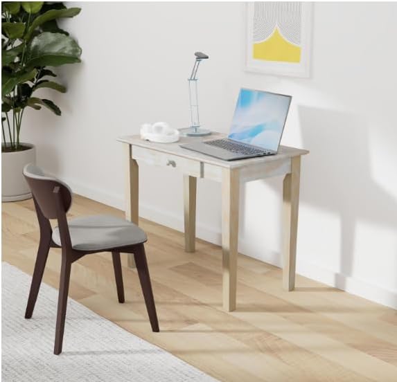 Unfinished Solid Parawood Writing Table 36"W x 20"D x 30"H, Eco-Friendly Home Office Desk with Drawer, Paint or Stain It Your Way, Reception Desk, School Desk, Office Furniture for Small Spaces
