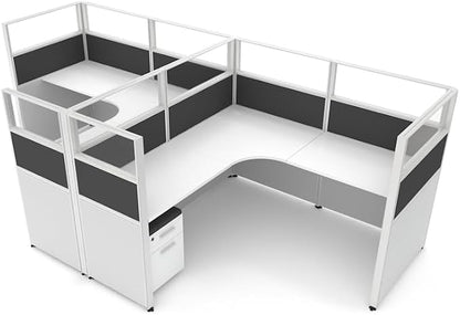 SUNLINE Office Cubicle Kit - Modular Office Furniture Kit with 7 Layout Options, Adjustable Panels and Mobile Storage, Easy-Assembly Desk System for Modern Workspaces - Charcoal