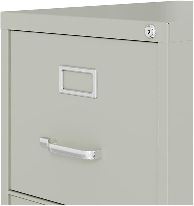 Scranton & Co 25" 4-Drawer Metal Letter Width Vertical Filing Cabinet in Gray, Lockable, Sturdy Steel Construction, Office or Home Use, Durable Letter Size File Storage
