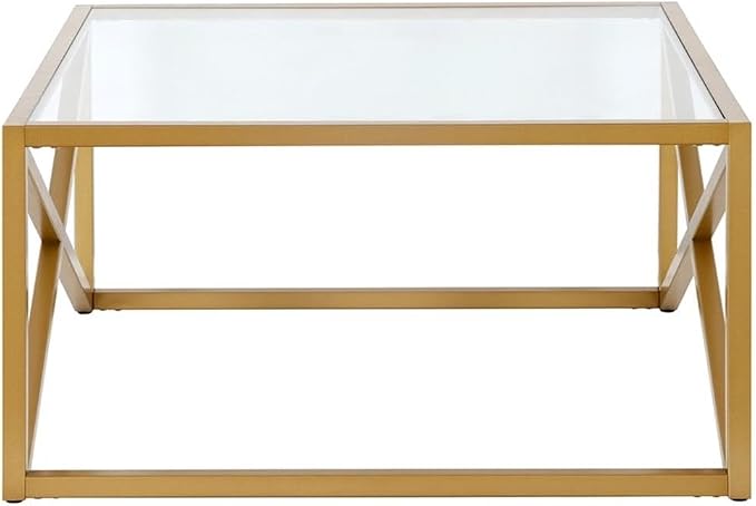 Calix 32'' Wide Square Coffee Table in Brass