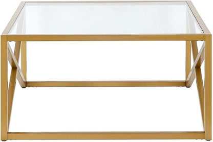 Calix 32'' Wide Square Coffee Table in Brass