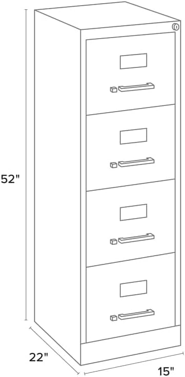 Scranton & Co 22" 4-Drawer Metal Letter Width Vertical Filing Cabinet in Black, Lockable, Sturdy Steel Construction, Office or Home Use, Durable Letter Size File Storage