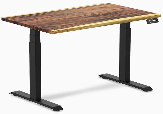 Desky Dual Hardwood Sit Stand Desk - Electric Standing Desk - Dual Motor,3 Stage Adjustable Height Desk - Solid Wood Whole-Piece Top - Standing Desk with Cable Management