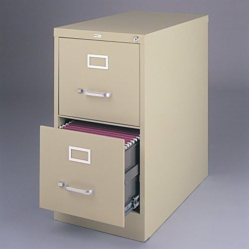 Scranton & Co 25" 2-Drawer Metal Vertical Filing Cabinet, Beige Finish, Letter Width, Durable Commercial-Grade Design, Locking Office File Storage, Fully Assembled, 28.38" H X 15" W X 25" D