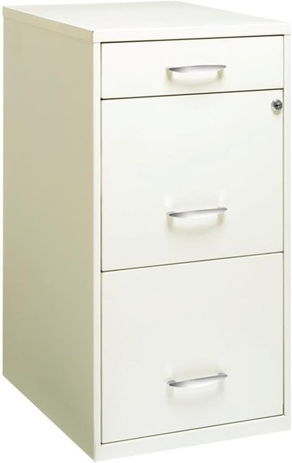 Pemberly Row 3 Drawers 27.32" Vertical White Metal Filing Cabinet Lockable Pre-Assembled Stationary Letter Size for Home, Office