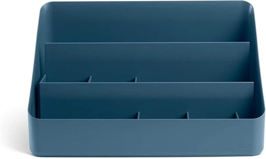 Poppin Desk Organizer with 3 Tiers, Sliding & Removable Dividers, Charging Station - All-in-One Workspace Organizer for Office Supplies, Desktop Organizer