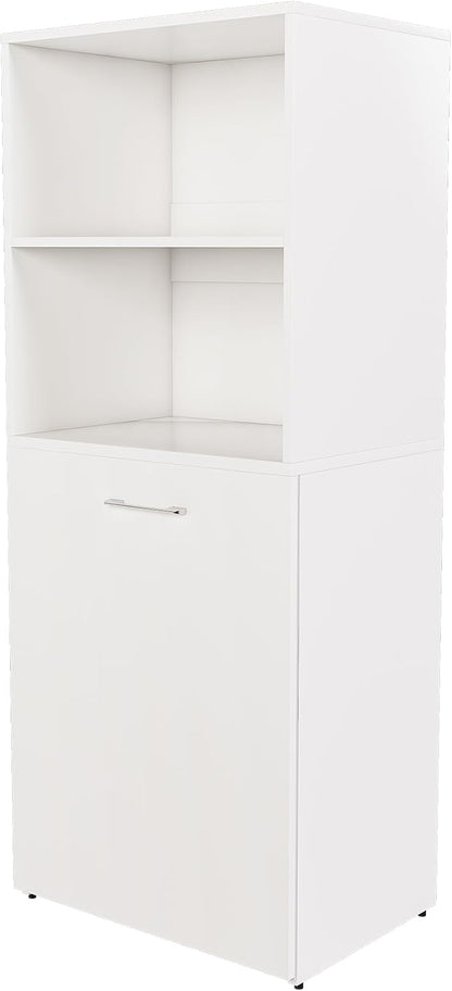 49.6" Foldable Desk with Storage Shelves, Fold Out Convertible Hidden Murphy Computer Desk, Multi-Function Folding Writing Table for Small Spaces, Apartment (White)