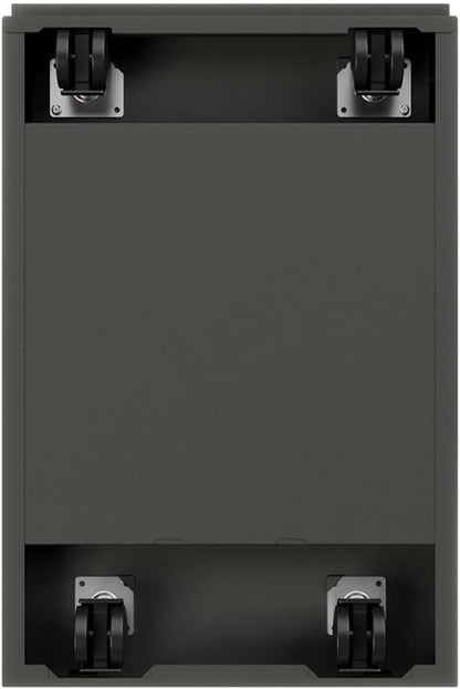 Pemberly Row 20" Metal Mobile Pedestal Filing Cabinet, Charcoal Finish, 2 Drawers, Letter-Size File Compatible, Ball-Bearing Suspension, Lock Included, Hidden Casters, Contemporary Office Storage Unit