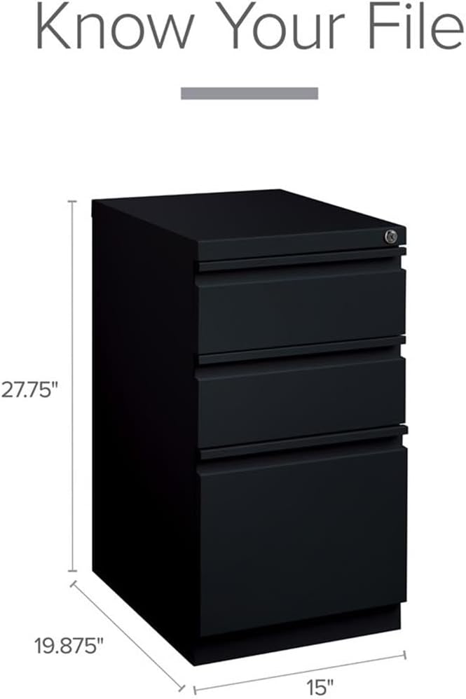 Hirsh 15" W 3 Drawer Desk Pedestal, Black, Letter 18575-1 Each