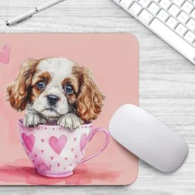 TUBBIE Basic Mousepad Puppy in Tea Cup Mouse Pad Desktop Laptop Computer Accessories Home Office Gaming Work Desk Computer Non-Slip Rubber Gift for Dogs Lover Mousepad Coffee or Tea (Cocker Spaniel)
