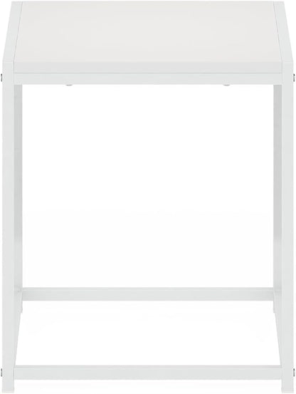 Furinno CAMNUS Side Table, Modern End Table with Metal Frame, Square Open Frame Night Stand, Bedside Table, Easy Assembly, for Living Room, Bedroom, Solid White