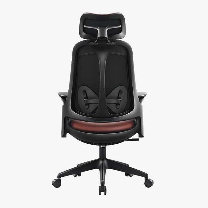Sunaofe Boss Pro Leather Ergonomic Office Chair with Footrest - Executive Chair, 4D Armrests, Adaptive Lumbar, 125° Recline, 300lb Capacity, 5-Year Warranty Black Frame/Dark Brown