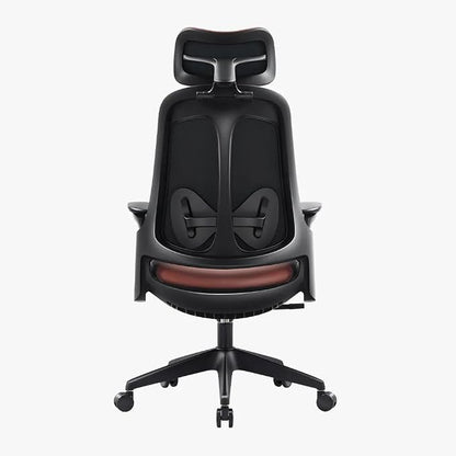Sunaofe Boss Pro Leather Ergonomic Office Chair with Footrest - Executive Chair, 4D Armrests, Adaptive Lumbar, 125° Recline, 300lb Capacity, 5-Year Warranty Black Frame/Dark Brown