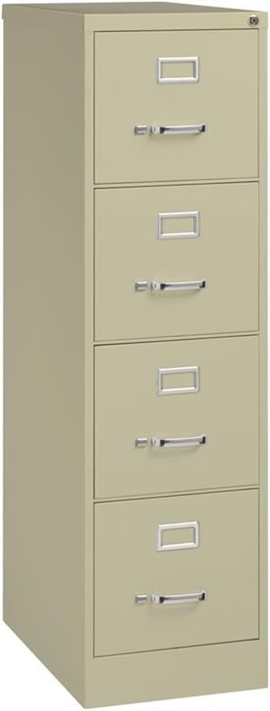 Scranton & Co Metal 4-Drawer Vertical File Cabinet, 25"D, Beige Finish, Letter Width, Commercial Grade Steel, Ball-Bearing Suspension, Core-Removable Lock, Greenguard Certified Office Storage Solution