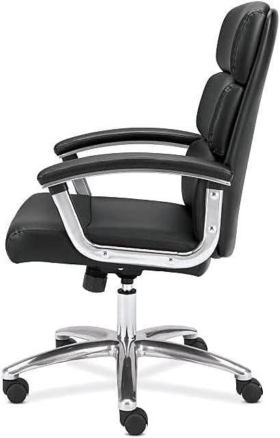basyx by HON Executive Task Chair - Mid Back Leather Computer Chair for Office Desk, Black (VL103)