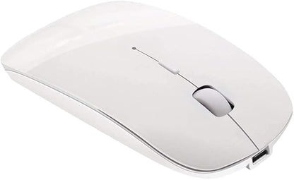 Tsmine Bluetooth Wireless Mouse - Slim Rechargeable, Noiseless Click & 3 Adjustable DPI Levels for Laptop, Tablet, iMac, MacBook Air - White