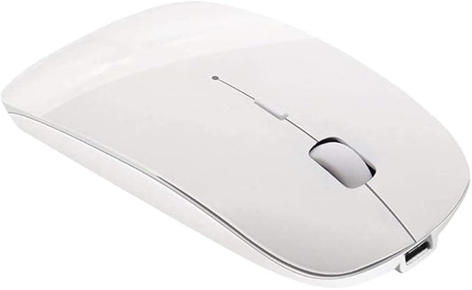 Tsmine Bluetooth Wireless Mouse - Slim Rechargeable, Noiseless Click & 3 Adjustable DPI Levels for Laptop, Tablet, iMac, MacBook Air - White