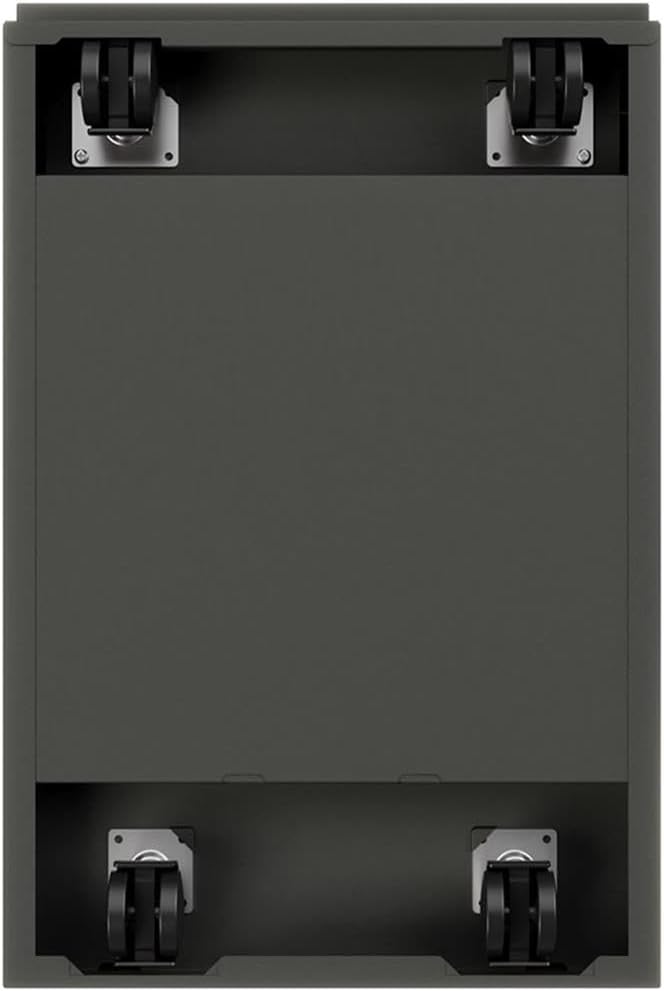 Pemberly Row 20" 2-Drawer Modern Metal Mobile Filing Cabinet, Charcoal Finish, Steel Construction, Locking Drawer, Letter File Storage, Hidden Casters, Satin Nickel Pulls, Office Furniture