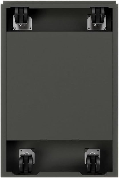 Pemberly Row 20" 2-Drawer Modern Metal Mobile Filing Cabinet, Charcoal Finish, Steel Construction, Locking Drawer, Letter File Storage, Hidden Casters, Satin Nickel Pulls, Office Furniture