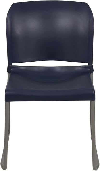 Flash Furniture HERCULES Series 880 lb. Capacity Navy Full Back Contoured Stack Chair with Gray Powder Coated Sled Base