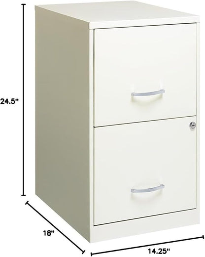 Scranton & Co Set of 2 18" D 2-Drawers Metal File Cabinet in Pearl White