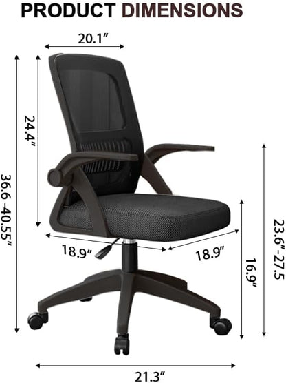 Office Chair, Ergonomic Desk Chair Breathable Mesh Chair Swivel Chair with Flip-Up Arms and Lumbar Support Computer Chair for Home Office