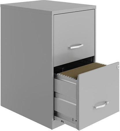 Scranton & Co Set of 2 18" D 2-Drawers Metal File Cabinet in Arctic Silver