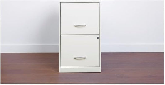 Scranton & Co 18" 2-Drawer Metal Filing Cabinet, Pearl White Finish, Compact Design, Letter-Size Hanging File Storage, Locking Drawers, Easy-Clean Painted Steel, Home Office or Small Office Use