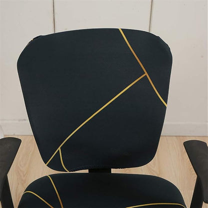 Jinzio Computer Office Chair Cover - Split Protective & Stretchable Cloth Polyester Universal Desk Task Chair Chair Covers Stretch Rotating Chair Slipcover Dark Green Gold