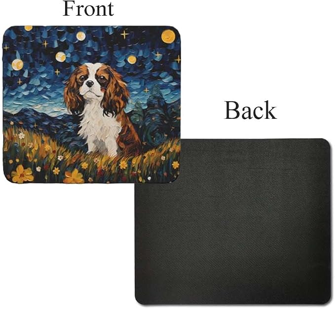 Starry Night Dog Mouse Pad for Computer Laptop Home Office Gaming Working Desk Desktop Accessories Non-Slip Rubber Mouse Pad for Dog Lovers (Cavalier King)