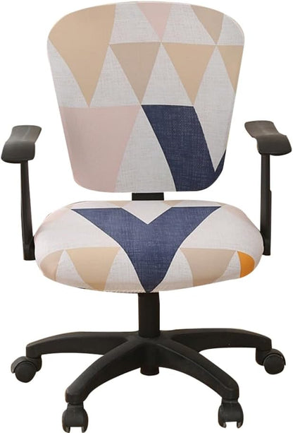 Jinzio Computer Office Chair Cover - Split Protective & Stretchable Cloth Polyester Universal Desk Task Chair Chair Covers Stretch Rotating Chair Slipcover (Geometry)