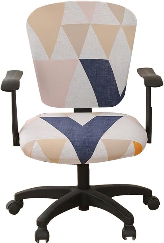 Jinzio Computer Office Chair Cover - Split Protective & Stretchable Cloth Polyester Universal Desk Task Chair Chair Covers Stretch Rotating Chair Slipcover (Geometry)