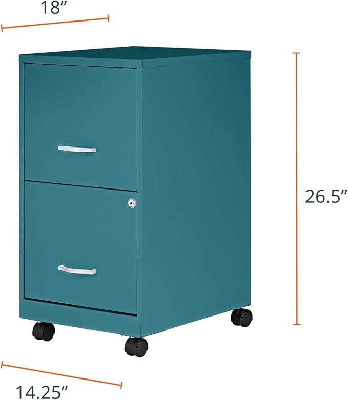 Lorell LYS SOHO File/File Mobile Cabinet, Teal