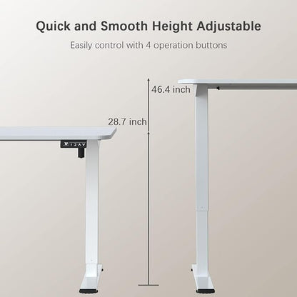 Furmax Electric Height Adjustable Standing Desk Large 40 x 24 Inches Sit Stand up Desk Home Office Computer Desk Memory Preset with T-Shaped Metal Bracket, White