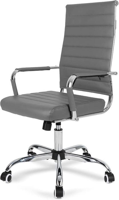 Okeysen Ergonomic Office Desk Chair, Modern PU Leather Conference Room Chairs Ribbed, High Back Executive Swivel Rolling Chair for Home, Office