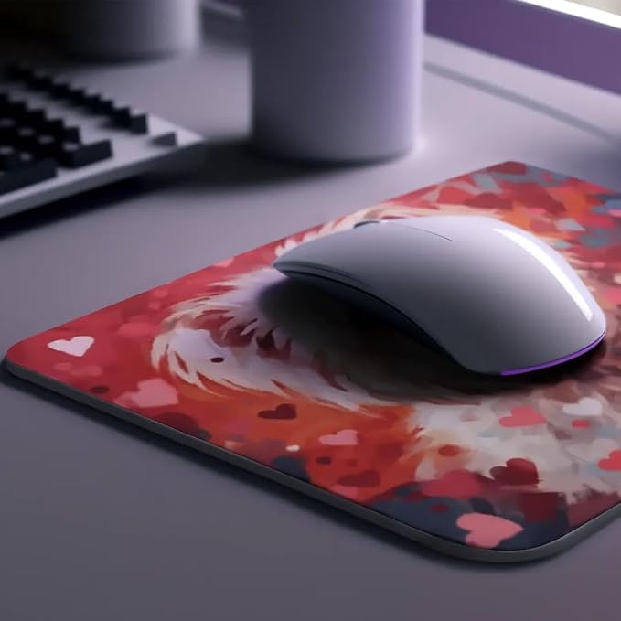 Maltese Mouse Pad Dog with Red Hearts Pattern Non-Slip Rubber Mouse Pad Puppy in Love Mouse Pad for Home Office Work Desk Computer Desktop Laptop for Dog Lovers