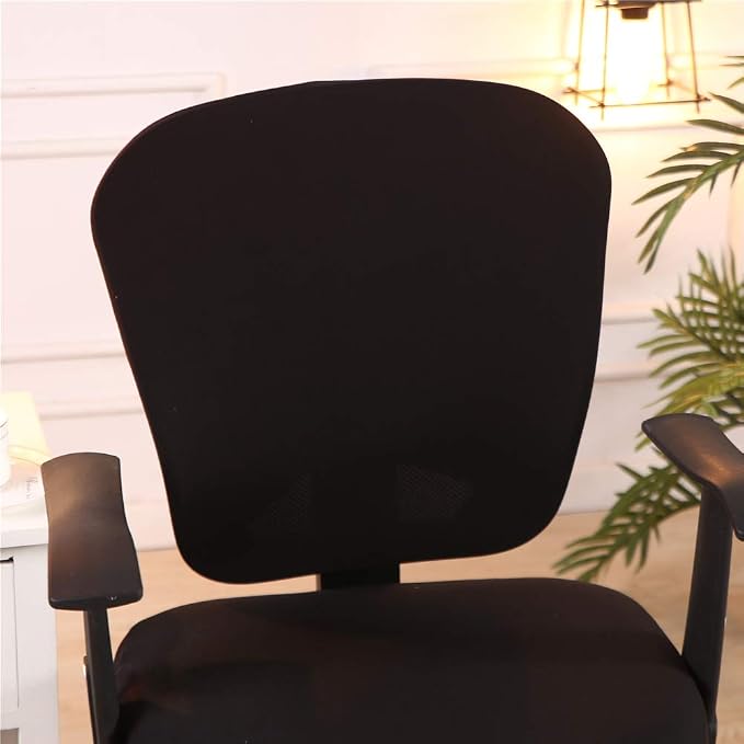 Jinzio Computer Office Chair Cover - Split Protective & Stretchable Cloth Polyester Universal Desk Task Chair Chair Covers Stretch Rotating Chair Slipcover, Black