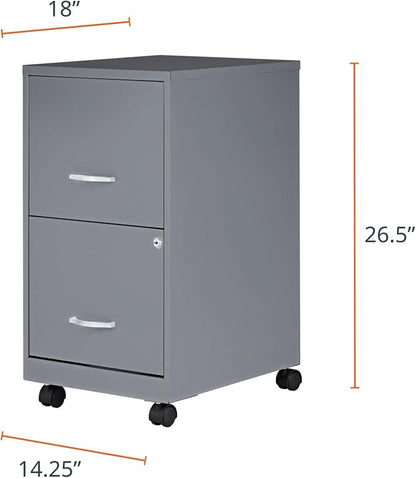 Lorell LYS Chrome Pull F/F Mobile File Cabinet, Silver