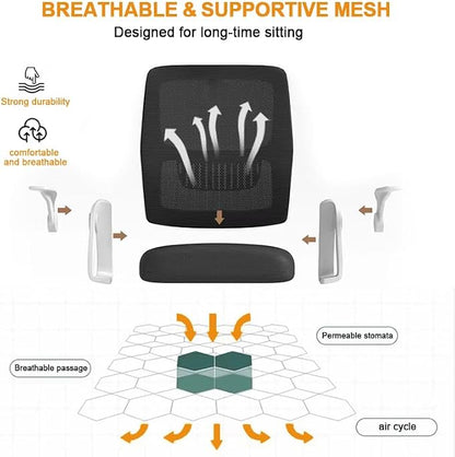 Home Office Chair Ergonomic Breathable Mesh Chair High Back with Adjustable Height Swivel with Flip-Up Arms and Lumbar Support