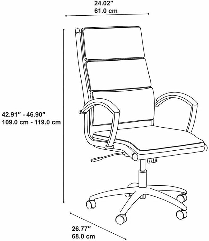 Bush Home Somerset High Back Leather Executive Office Chair in White