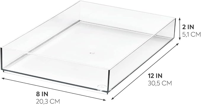 iDesign The Sarah Tanno Collection Plastic Cosmetic Drawer Organizer, 8" x 12" x 2", Clear