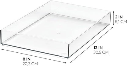 iDesign The Sarah Tanno Collection Plastic Cosmetic Drawer Organizer, 8" x 12" x 2", Clear