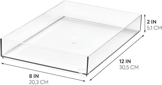 iDesign The Sarah Tanno Collection Plastic Cosmetic Drawer Organizer, 8" x 12" x 2", Clear
