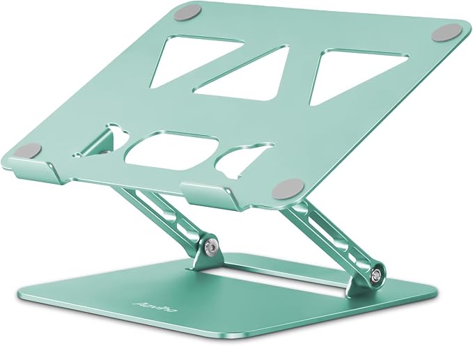 Aoviho Adjustable Laptop Stand for Desk,Portable Laptop Stand Holder and Riser,Foldable Aluminum Notebook Computer Stands for MacBook Air Pro HP Lenovo Dell Samsung, 10-15.6 inch (Fresh Green)