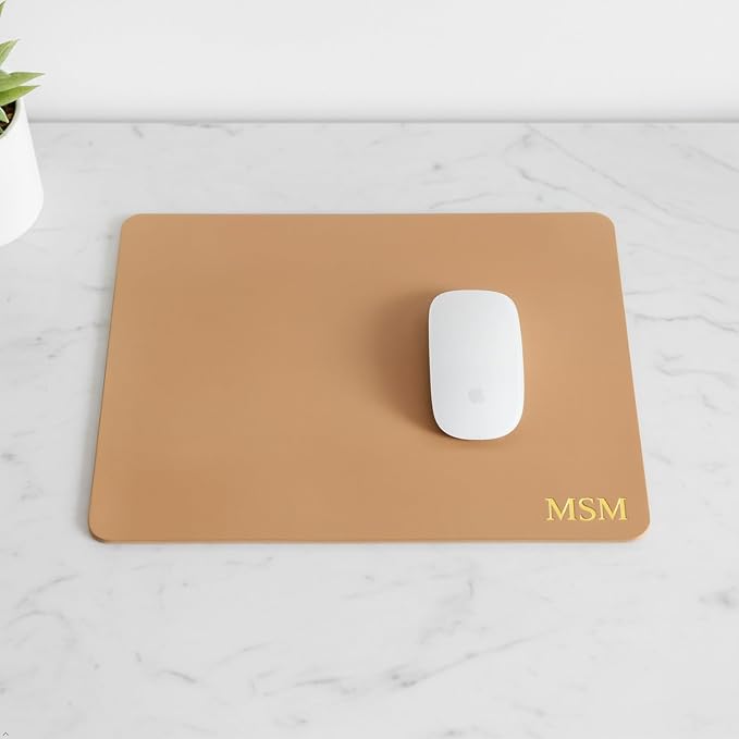 Northwind Personalized Leather Mouse Pad – Made in USA - Minimalist Custom Monogrammed Full Grain Leather Mousepad | Premium Office Desk Accessory Gift for Men and Women, 7.5" x 9" Rectangular
