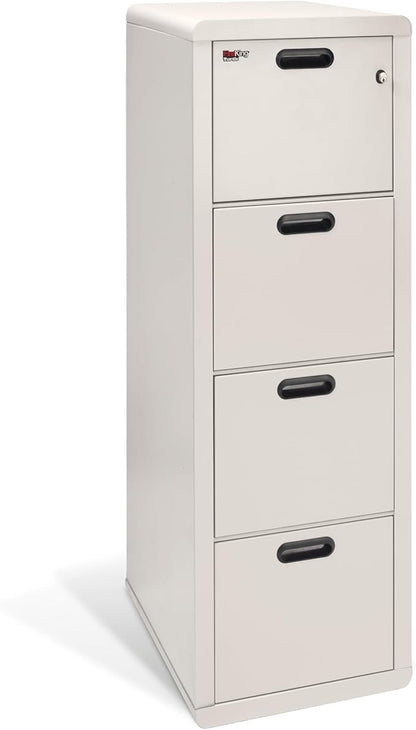 FireKing Turtle Contour - 4 Drawer Fire Safe File Cabinet with Key Lock - 1 Hour Fire Rated, UL Rated & Water Resistant Home Safe - Made in the USA Legal & Letter Filing Cabinet - Platinum
