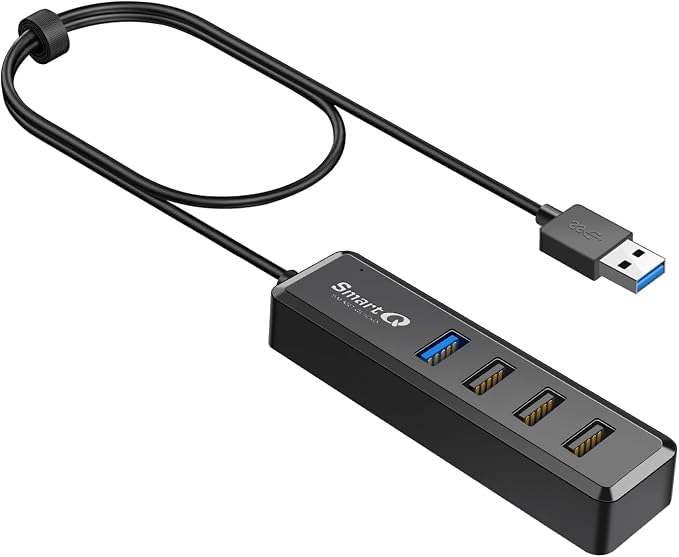 SmartQ 4-Port Hub - 1 USB 3.0 + 3 USB 2.0 Ports for MacBook, Mac Pro, Mac mini, iMac, Surface Pro, XPS, PC, Flash Drive, Mobile HDD, Laptop Extension Cable