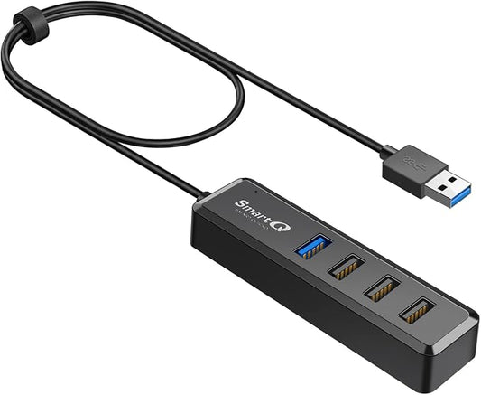 SmartQ 4-Port Hub - 1 USB 3.0 + 3 USB 2.0 Ports for MacBook, Mac Pro, Mac mini, iMac, Surface Pro, XPS, PC, Flash Drive, Mobile HDD, Laptop Extension Cable