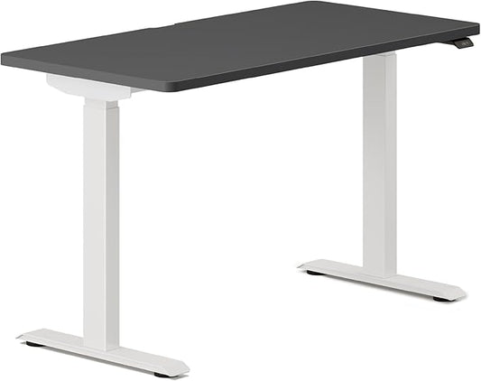 Branch Duo Standing Desk 48 Inches - Adjustable Standing Desk with 20” Range - OLED Control Panel - Frameless Design & Compact Size Suitable for Many Spaces - White Base - Charcoal Top